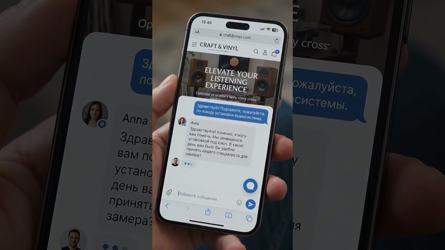 Демонстрация продукта: экран телефона в живой сцене.